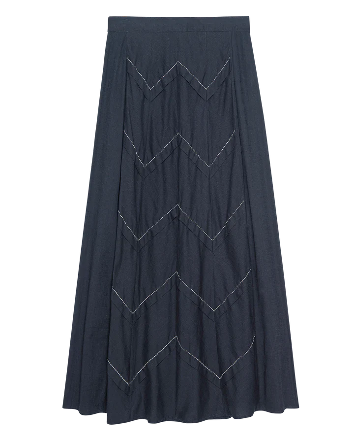 THE GREAT Beaded Chevron Skirt